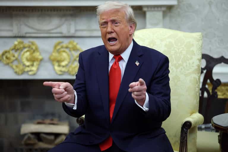 Trump gives the finger and mouths f*** you after heckler shouts ‘paedophile protector’