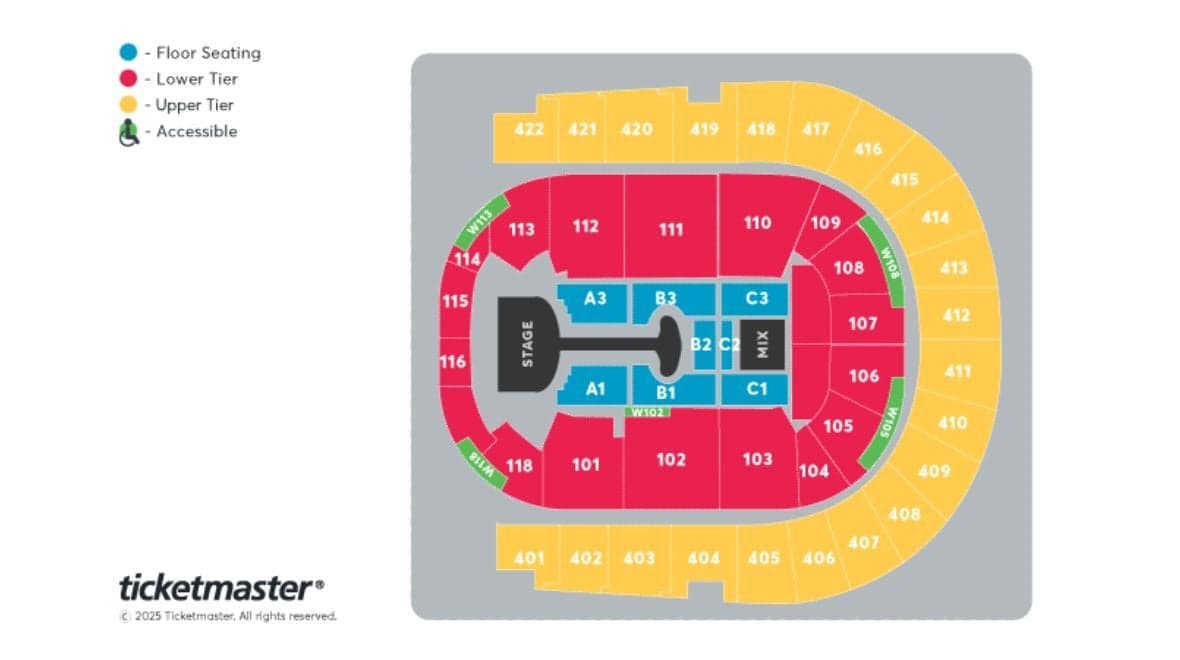 O2 Arena seating plan for Lady Gaga