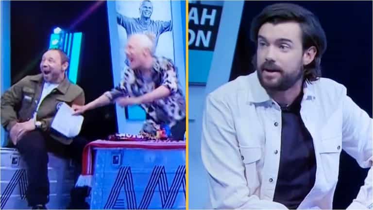 Jack Whitehall sends last Soccer AM show into hysterics with Rolf Harris joke Jack Whitehall sends last Soccer AM show into hysterics with Rolf Harris joke
