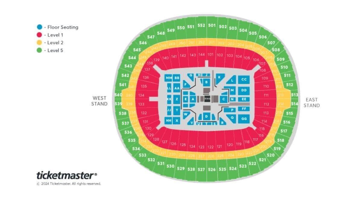 Wembley Stadium seating plan for Usyk vs Dubois.